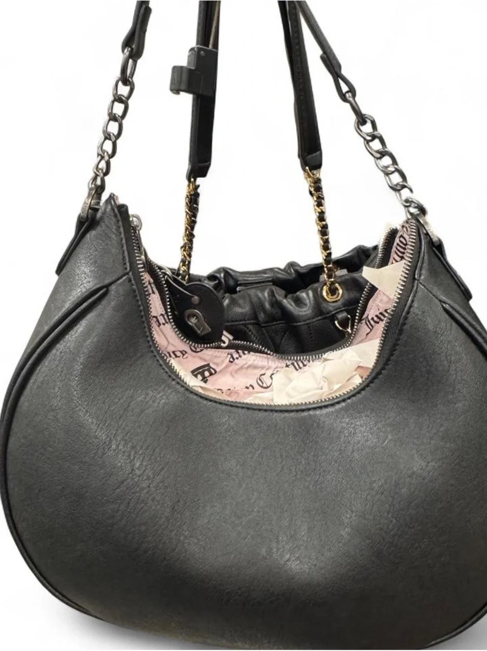 Juicy Couture Black Shoulder Bag with Gold Chain Details